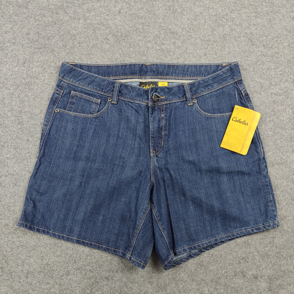 Cabela's Shorts Womens 12 Blue Denim Skimmer 5-Pocket Medium Wash 34 Waist